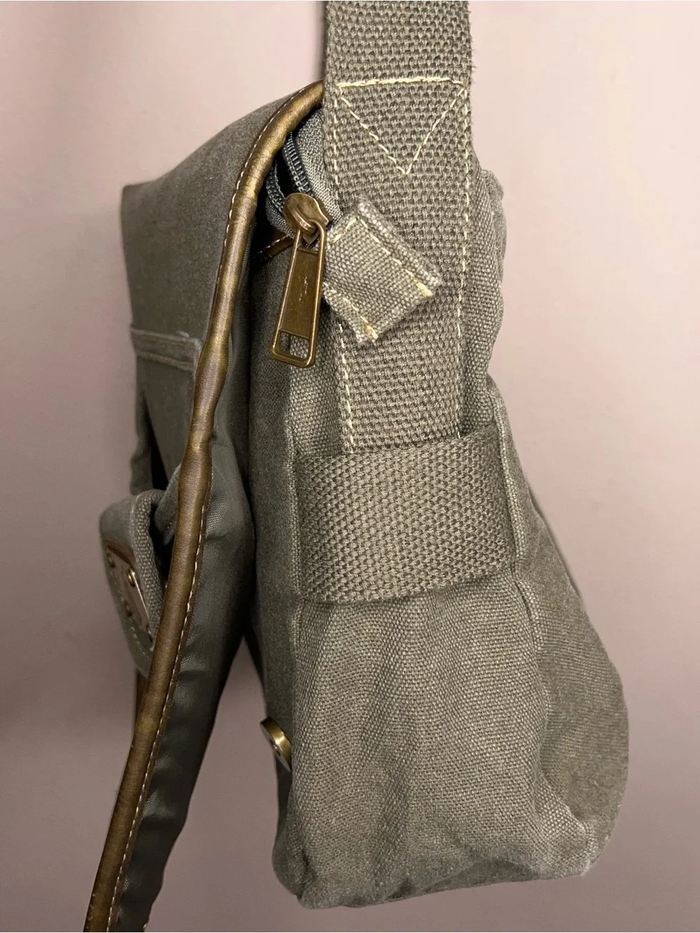Olive Green Canvas Bag Prairie Schooner Unisex Crossbody Messenger Bag